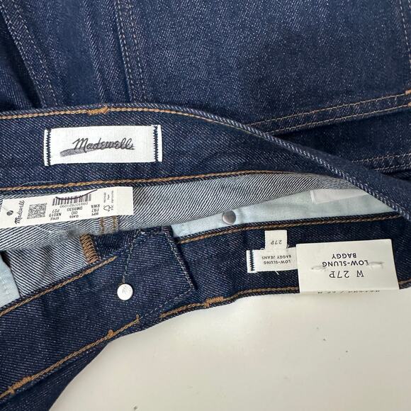 Madewell Petite Low Slung Baggy Jeans Rinse Wash Dark Blue Rigid US 27P NWT - Picture 12 of 14